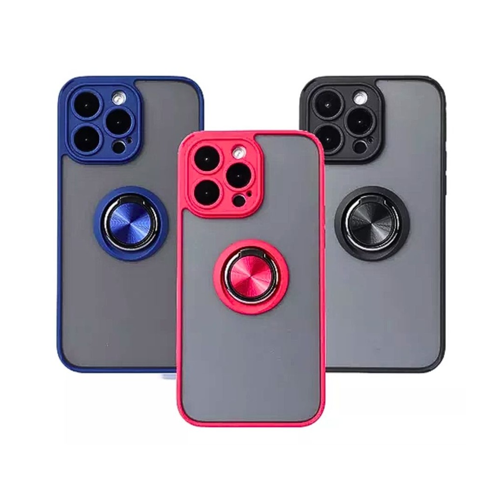 Protector Rigido Humo Con Popsocket y Cristal Templado Oppo A16 / A54