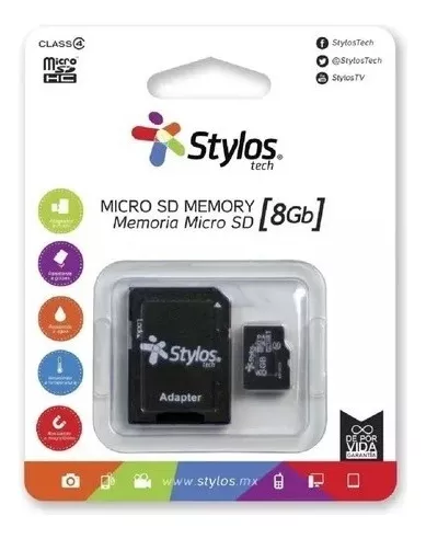 [7503028126033] Memoria MicroSD Stylos 8GB 
