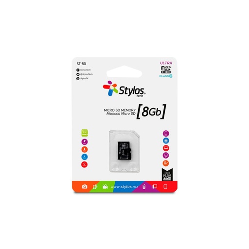 [7503024582864] Memoria MicroSD Stylos 8GB Clase 10 Mod. ST-80 