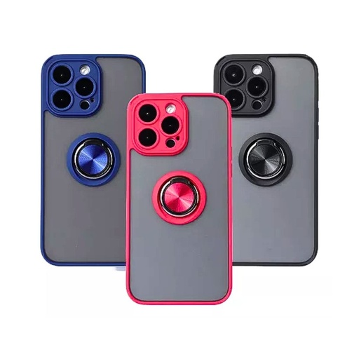 Protector Rígido Humo Con Pop Socket Y Cristal Templado Iphone 13 Pro Max