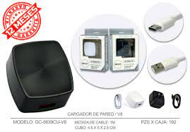 [98859096274812] Cargador Tipo V8 Carga Rapida Transhine Mod. GC-5639CU-V8 Blanco/Negro