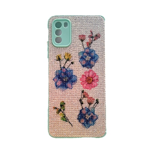 [DIAMFLRMTG8] Protector Diamantes Con Flores Moto G8