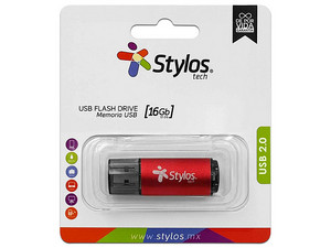 [7503027017578] Memoria Usb Stylos 16 Gb Mod. STMUS72W Rojo/Negro
